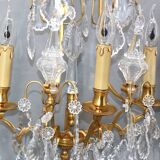 Pair of Louis XVI style gilded bronze & bohemian crystal sconces