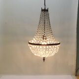Antique crystal pendant chandelier – vintage Empire style – bronze