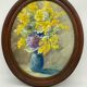 Old painting, still life with mimosas, signed, 60s/80s