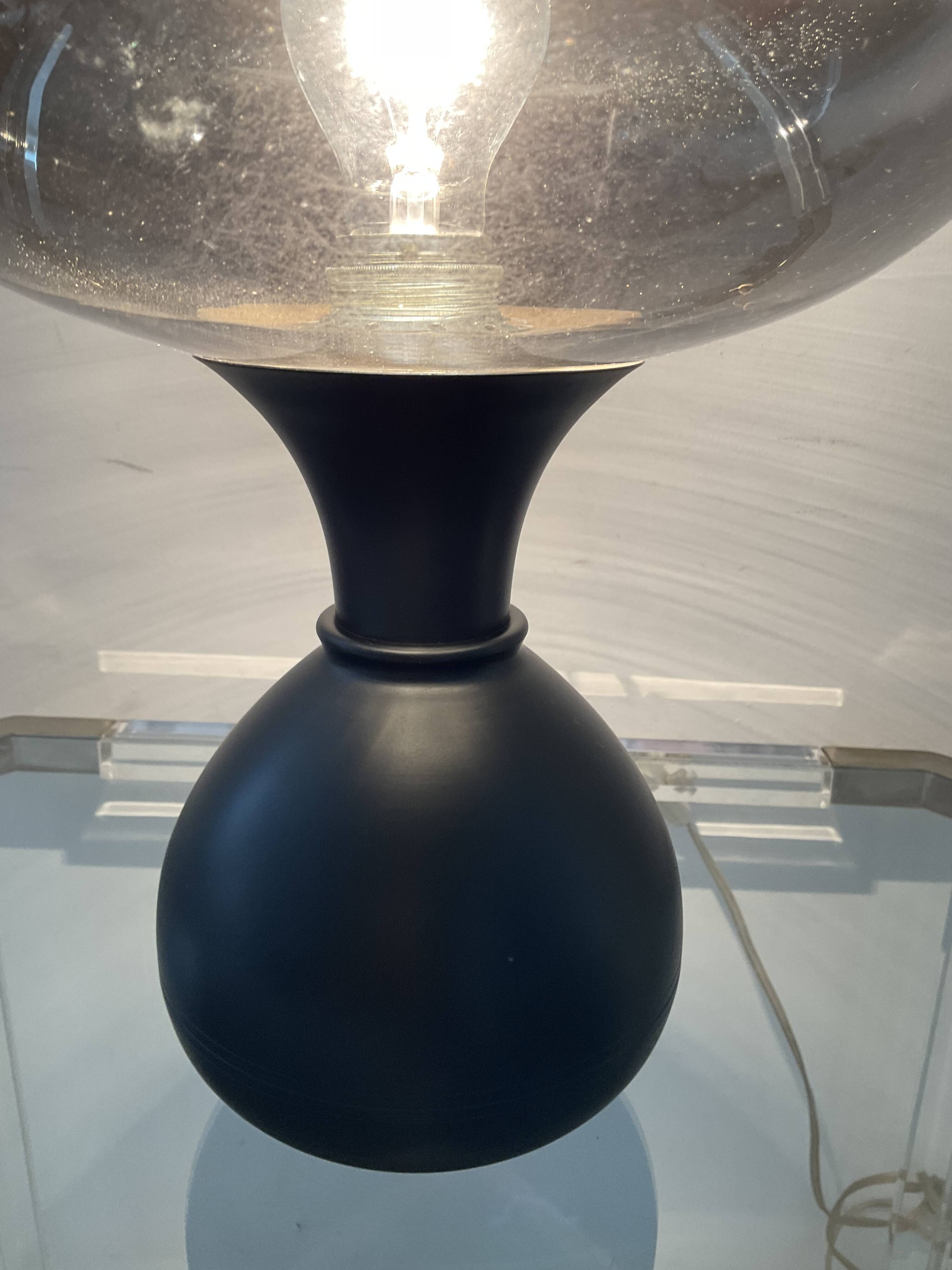 Vintage lamp in metal and smoked glass