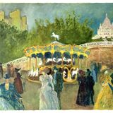 Oil painting on canvas / View of Montmartre during the Belle Époque / Signed Tomako, 1992
