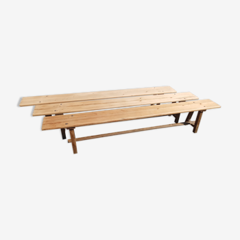 Set of three chestnut benches and pitchpin 250 cm