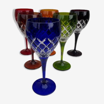 6 verres à vin en cristal