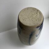 Bottle / soliflore in stoneware artisanal pottery signed "La Roquebrou" 70s