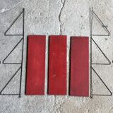 Set of 3 wall shelves thong with metal studs in pins - design 1950