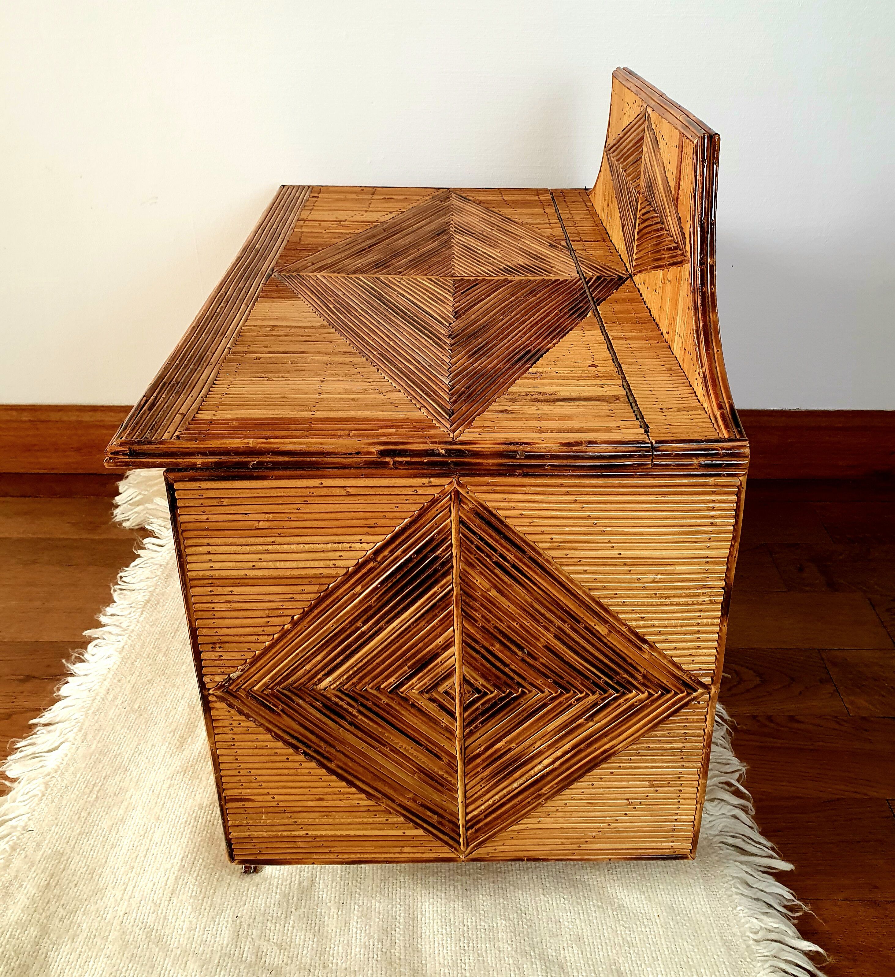 Rattan marquetry chest