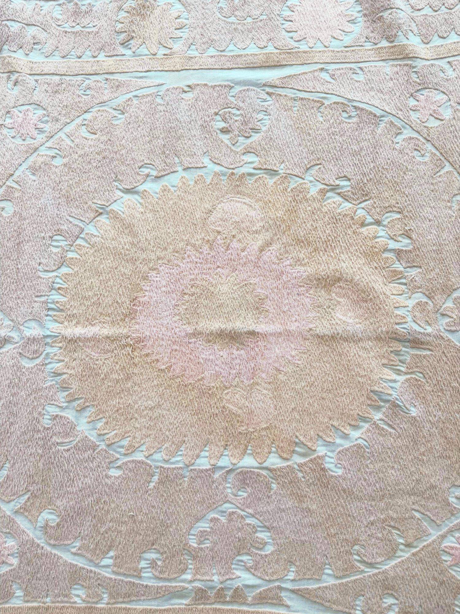 Vintage hand-embroidered tribal tapestry 132x137 cm