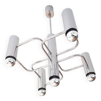 Mid century chandelier in chrome with 5 lightpoints by Sciolari