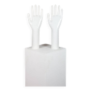 Pair of authentic vintage jewellery displays in industrial porcelain representing hands.
