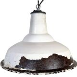 Industrial British White Enamel Factory Pendant Lamp from Benjamin, 1960s