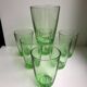 set of 7 water glasses Made in France green glass 70s