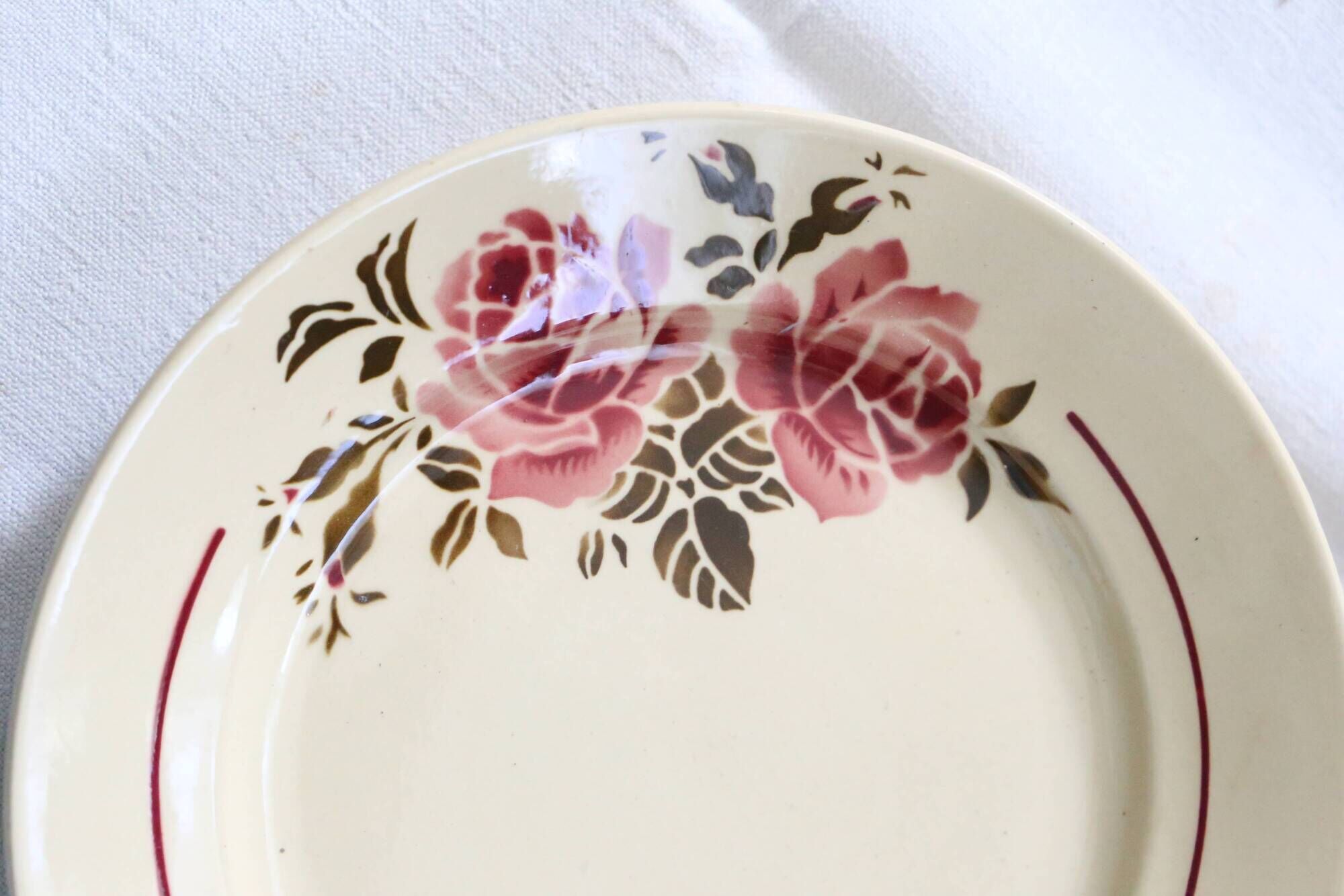 Set of 4 flat plates Badonviller, vintage French