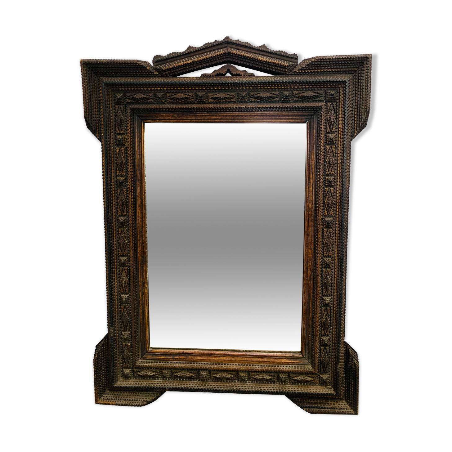 Mirror "tramp art" folk art 103 x 76 cm.