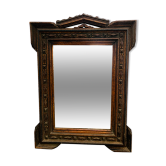 Miroir "tramp art" art populaire 103 x 76 cm