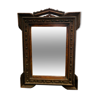Mirror "tramp art" folk art 103 x 76 cm.