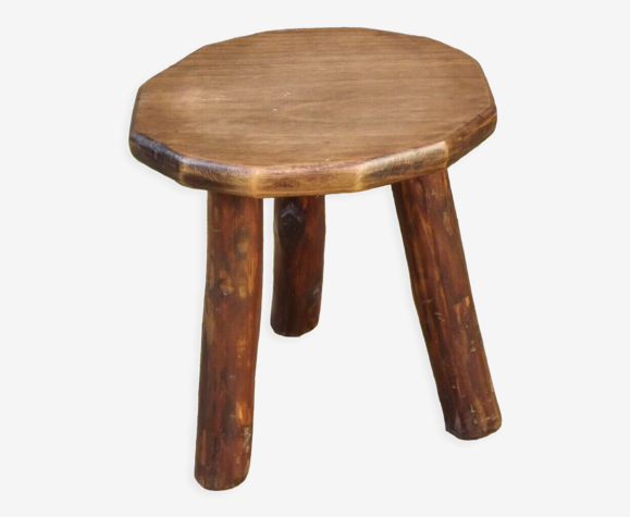 Tabouret vintage français fait à la main en bois