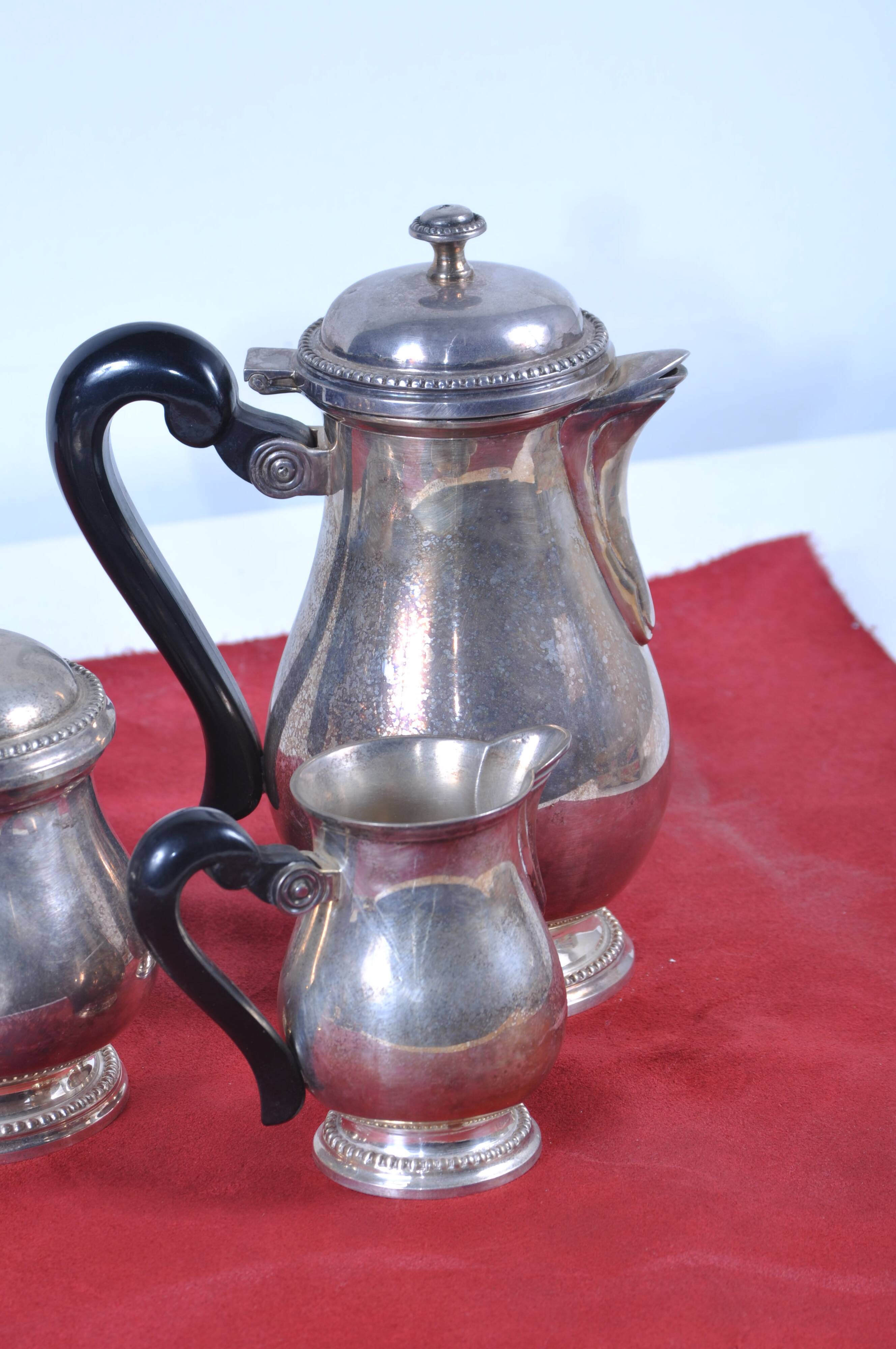 Service, tea, coffee, in silver metal François Frionnet