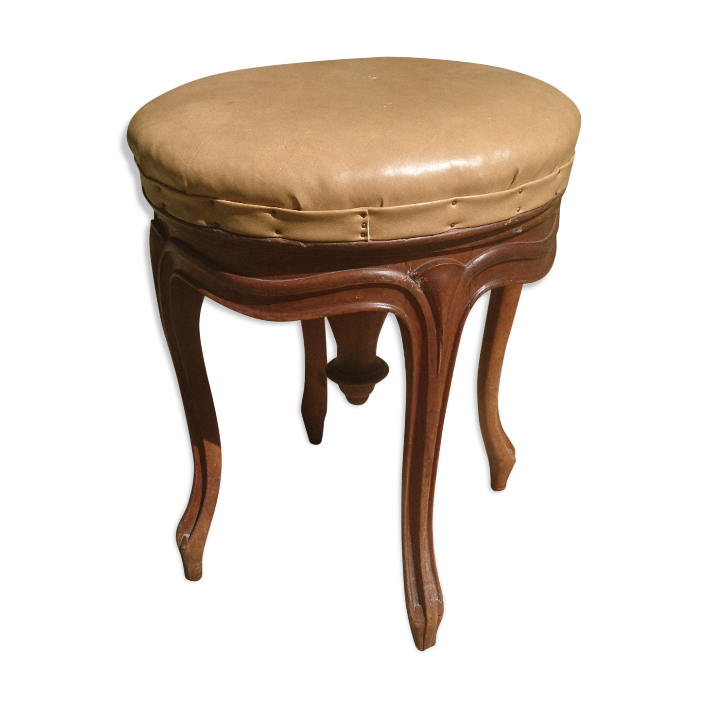 Adjustable leather piano stool