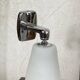 White glass and stainless steel wall light 1970