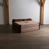 Le Bambole Bed In Buffalo Leather By Mario Bellini For B&B Italia, 1970s