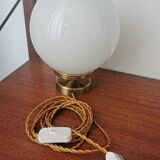White opaline globe laying lamp