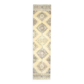 1970s Vintage Turkish Hand-Knotted Wool & Cotton Beige Runner Rug 84x367