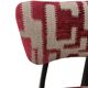 Chaise papillon du milieu du siècle, tissu jacquard rouge beige, bois noir, Europe, années 1960