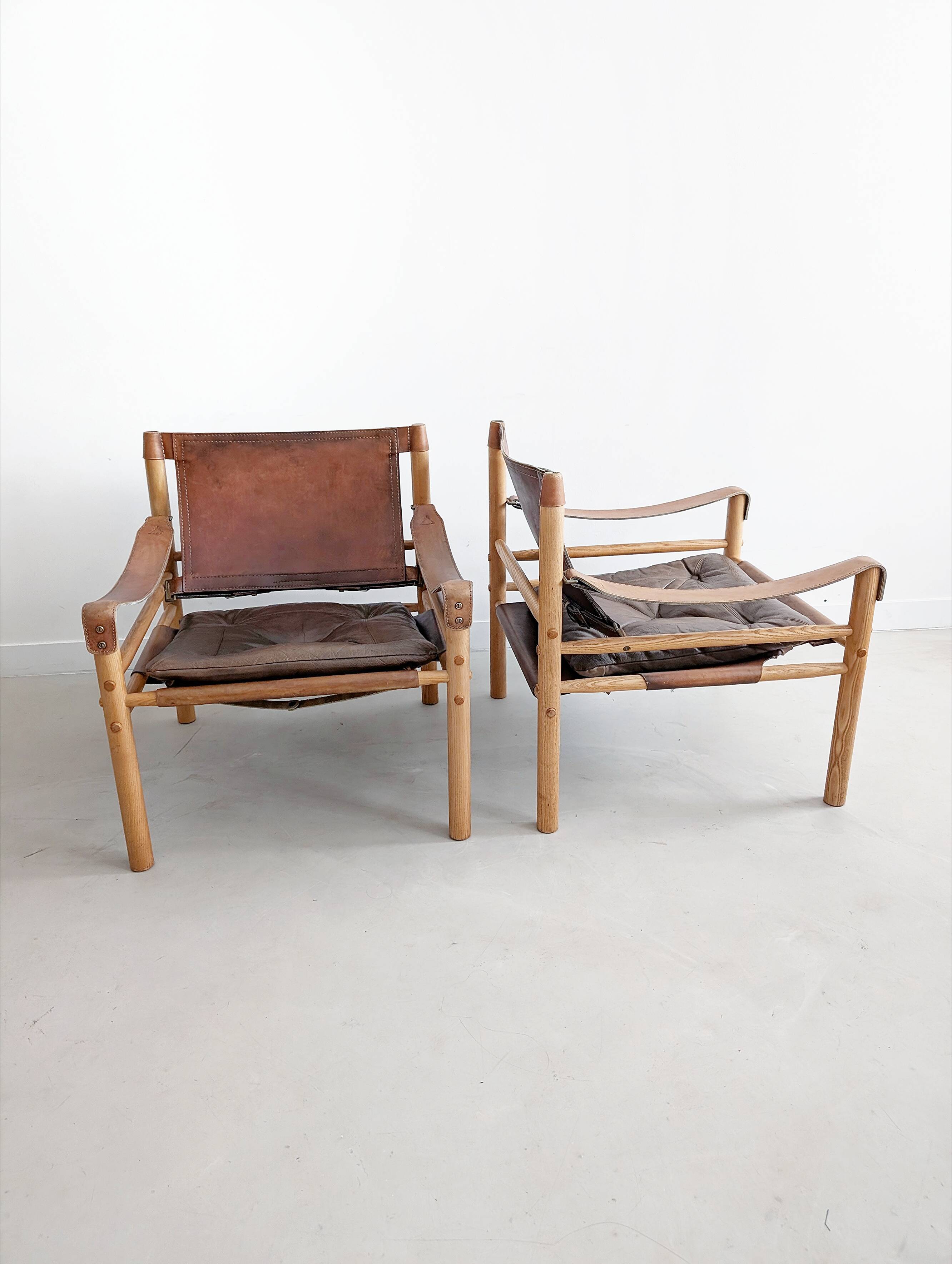 Set of 2 Safari 'Sirocco' chairs by Arne Norell 1960s
