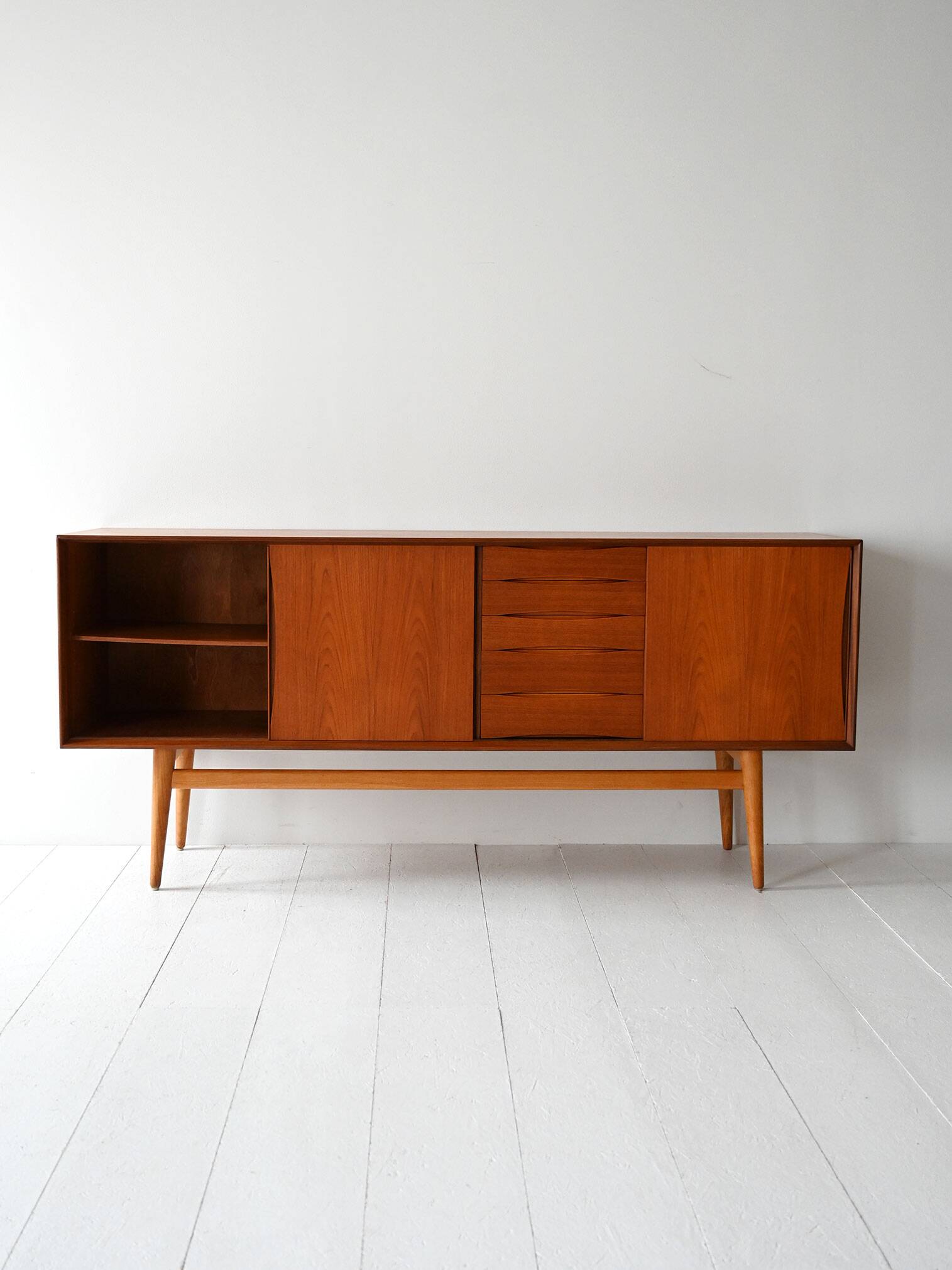 Vintage Scandinavian Teak Sideboard with Drawers