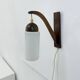 Vintage Scandinavian wall lamp with teak and opaline glass shade , 1960s