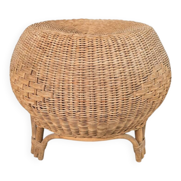 Tabouret boule osier rotin vintage design italien années 70