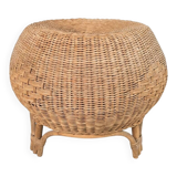 Vintage Italian design rattan wicker ball stool from the 1970s.