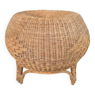 Vintage Italian design rattan wicker ball stool from the 1970s.