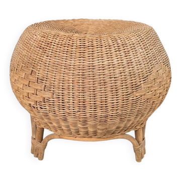 Vintage Italian design rattan wicker ball stool from the 1970s.