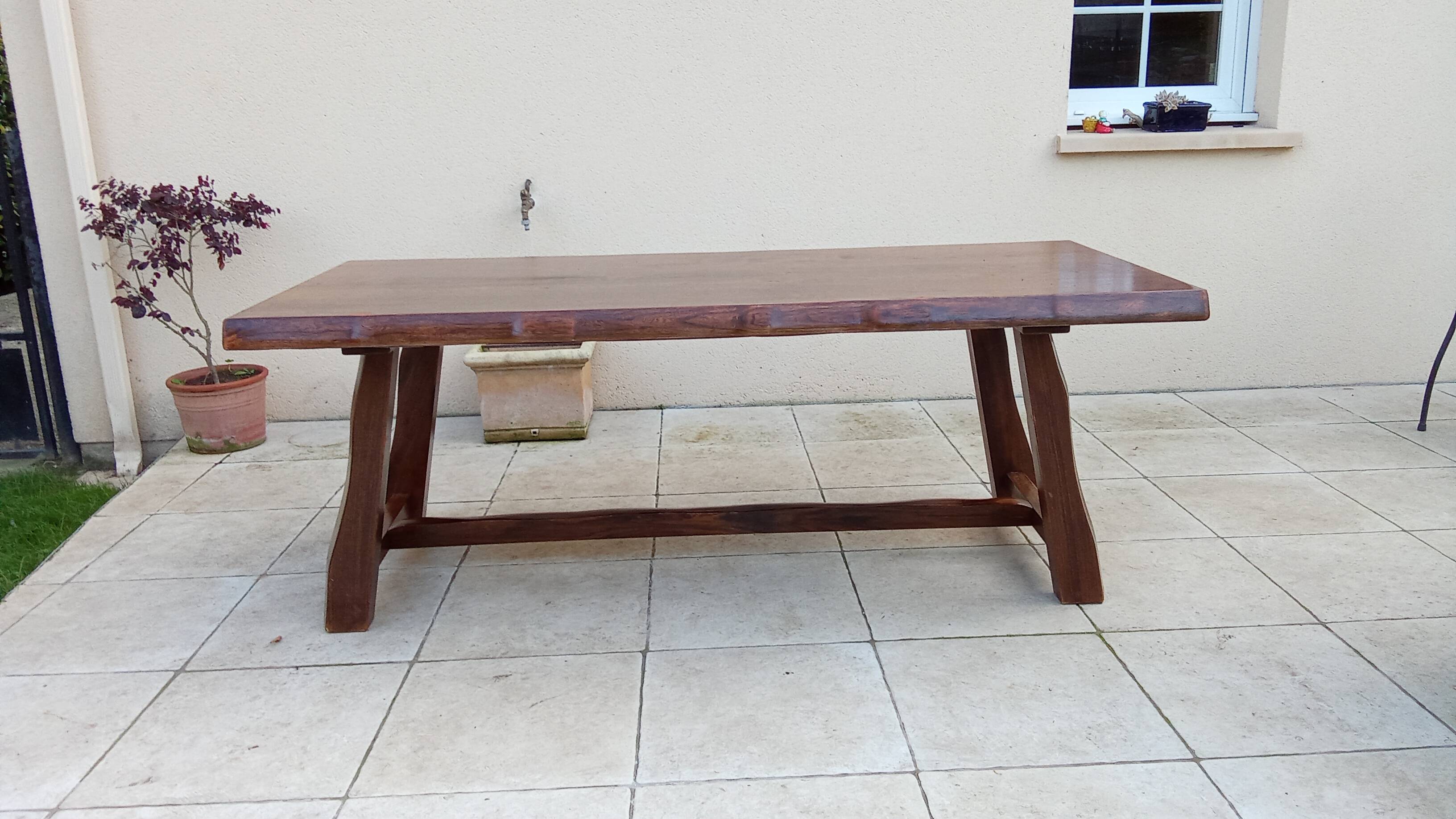 Vintage Scandinavian Brutalist Elm Farmhouse Table