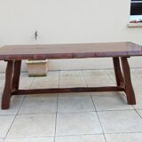 Vintage Scandinavian Brutalist Elm Farmhouse Table