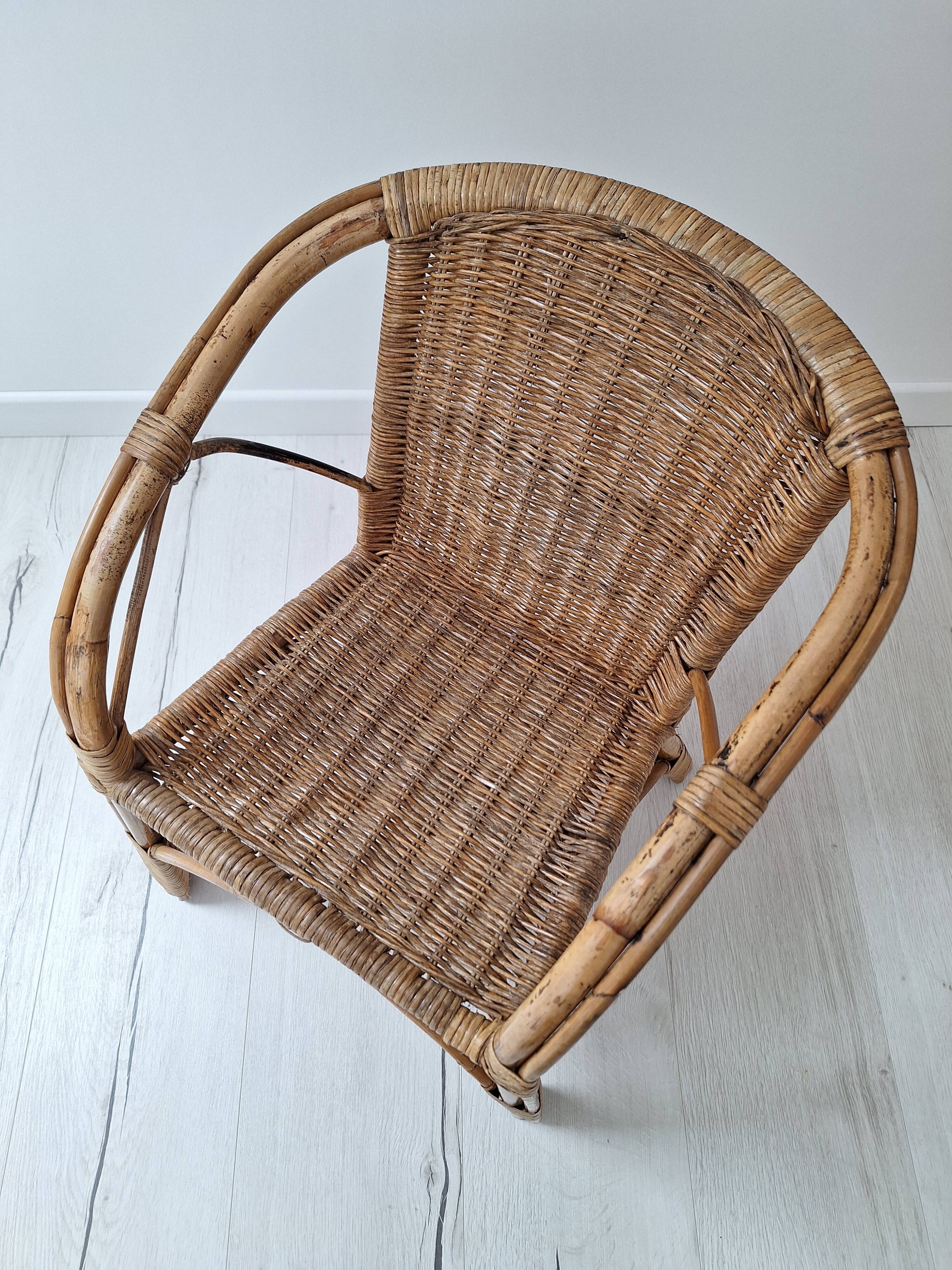 Vintage children's rattan chair