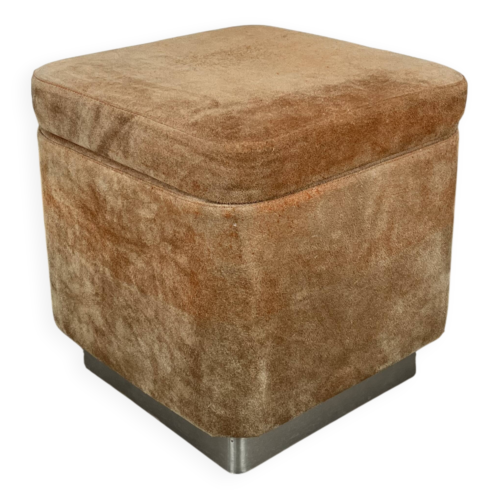 70s suede trunk pouf
