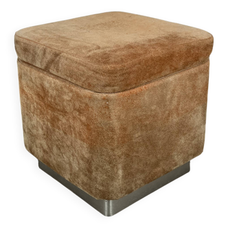 70s suede trunk pouf