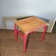 School desk in oak and red metal 1960