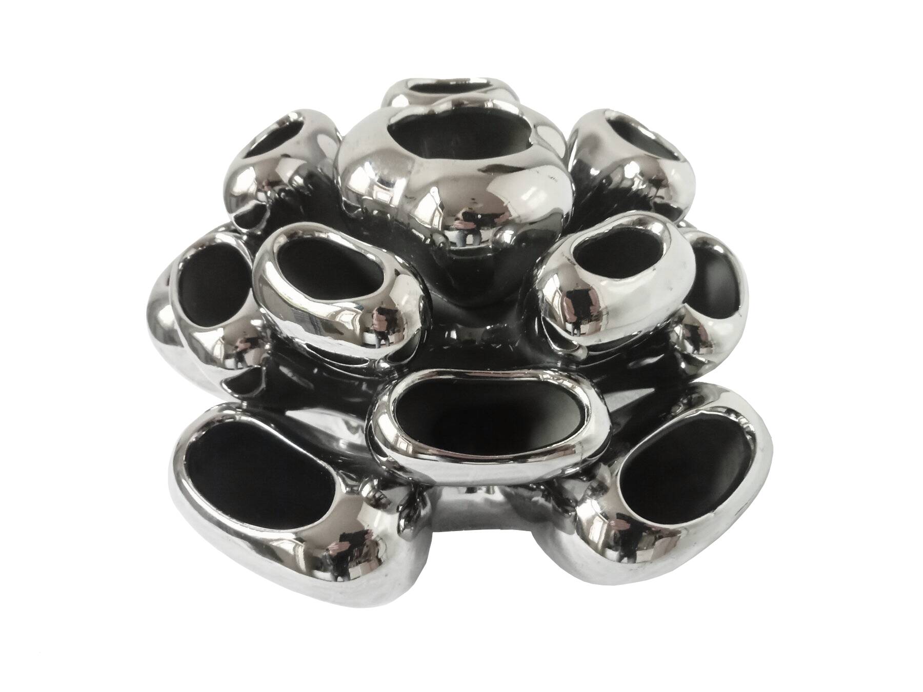 Vintage Vase • Alien • Chrome Ceramic • Post Space Age • 1980