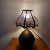 Superb ancient japanese bronze lamp and rattan