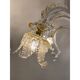 Glass Clear and Gold Chandelier With Flowers and Leaves