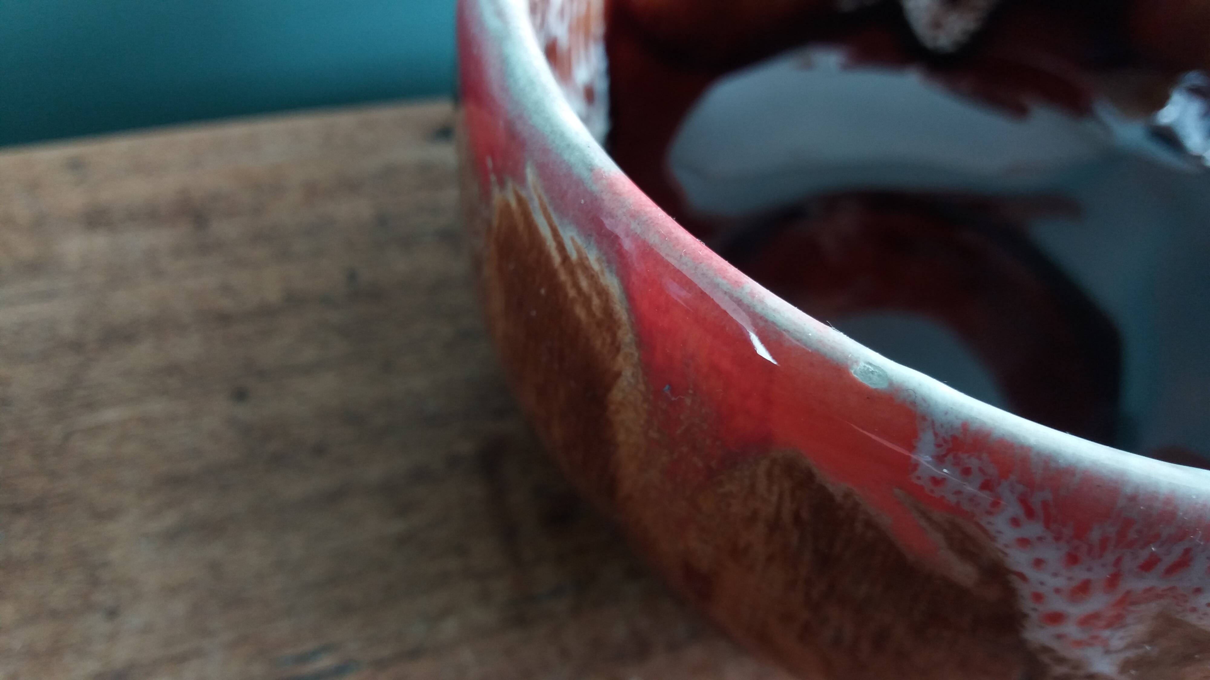 Cup, saucer, breakfast, Vallauris in flame-patterned ceramic.