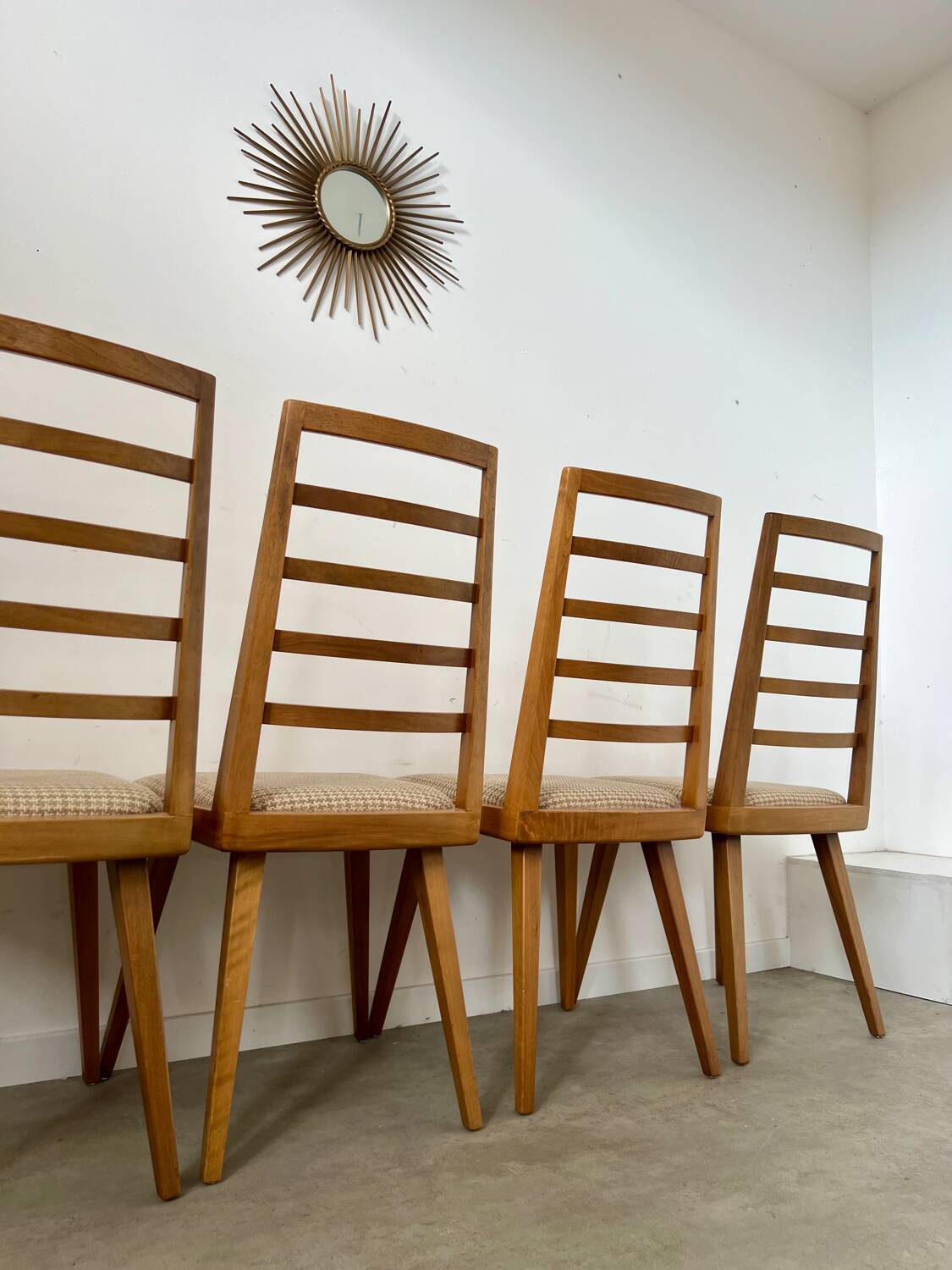 Set of 4 Scandinavian design beech chairs from the 70s vintage