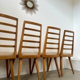 Set of 4 Scandinavian design beech chairs from the 70s vintage