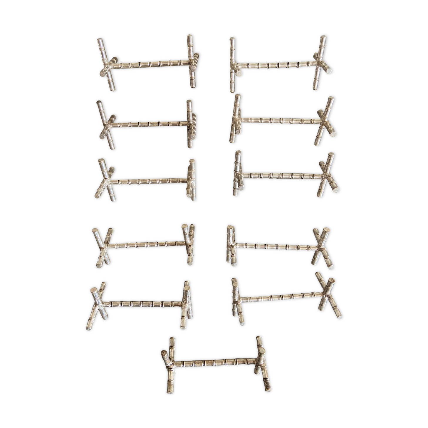 11 knife holders vintage silver metal