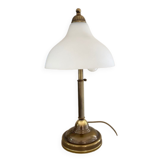 Large massive lamp in brass and alabaster