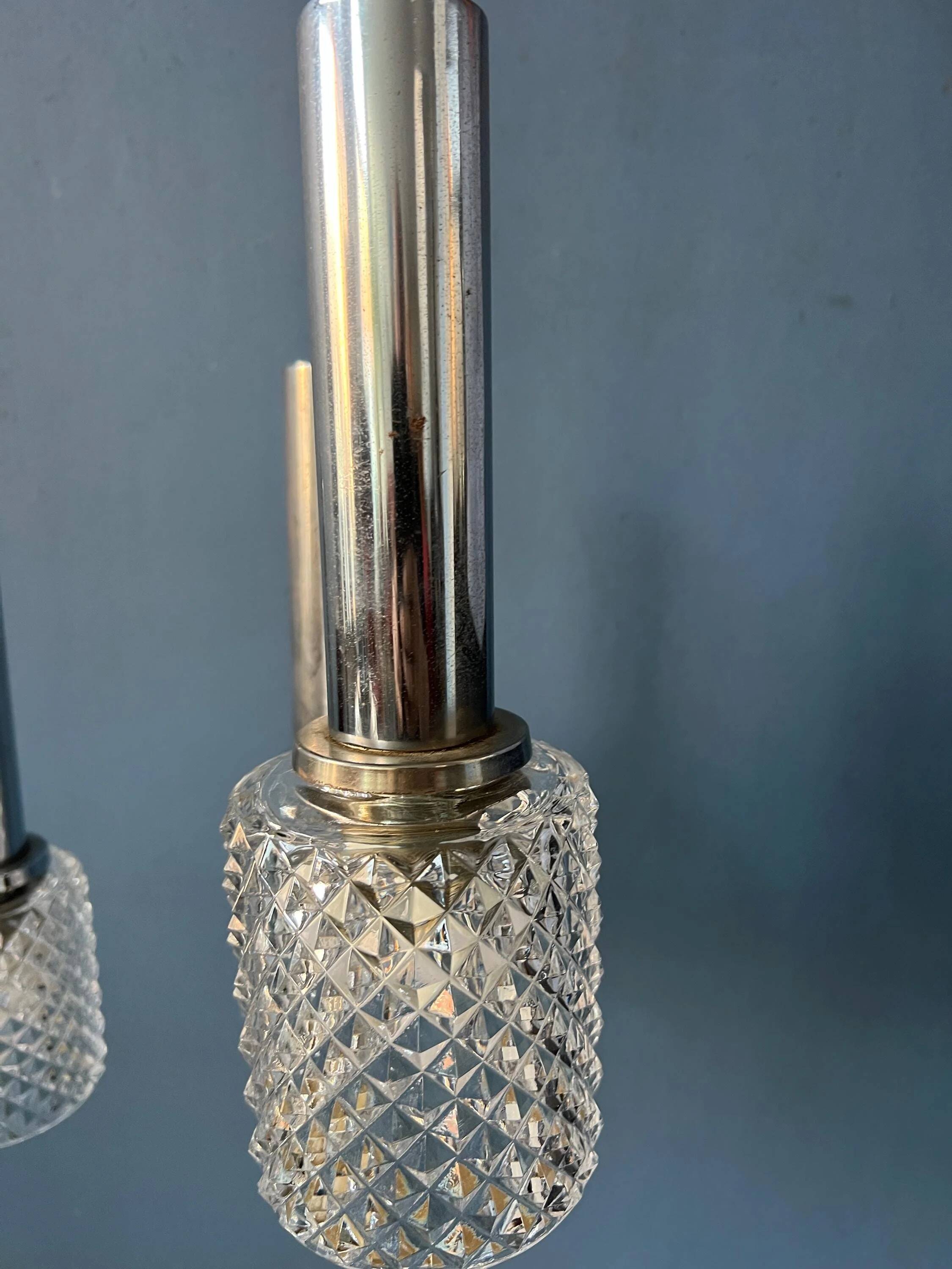 Suspension cascade Mid-Century en verre cristal