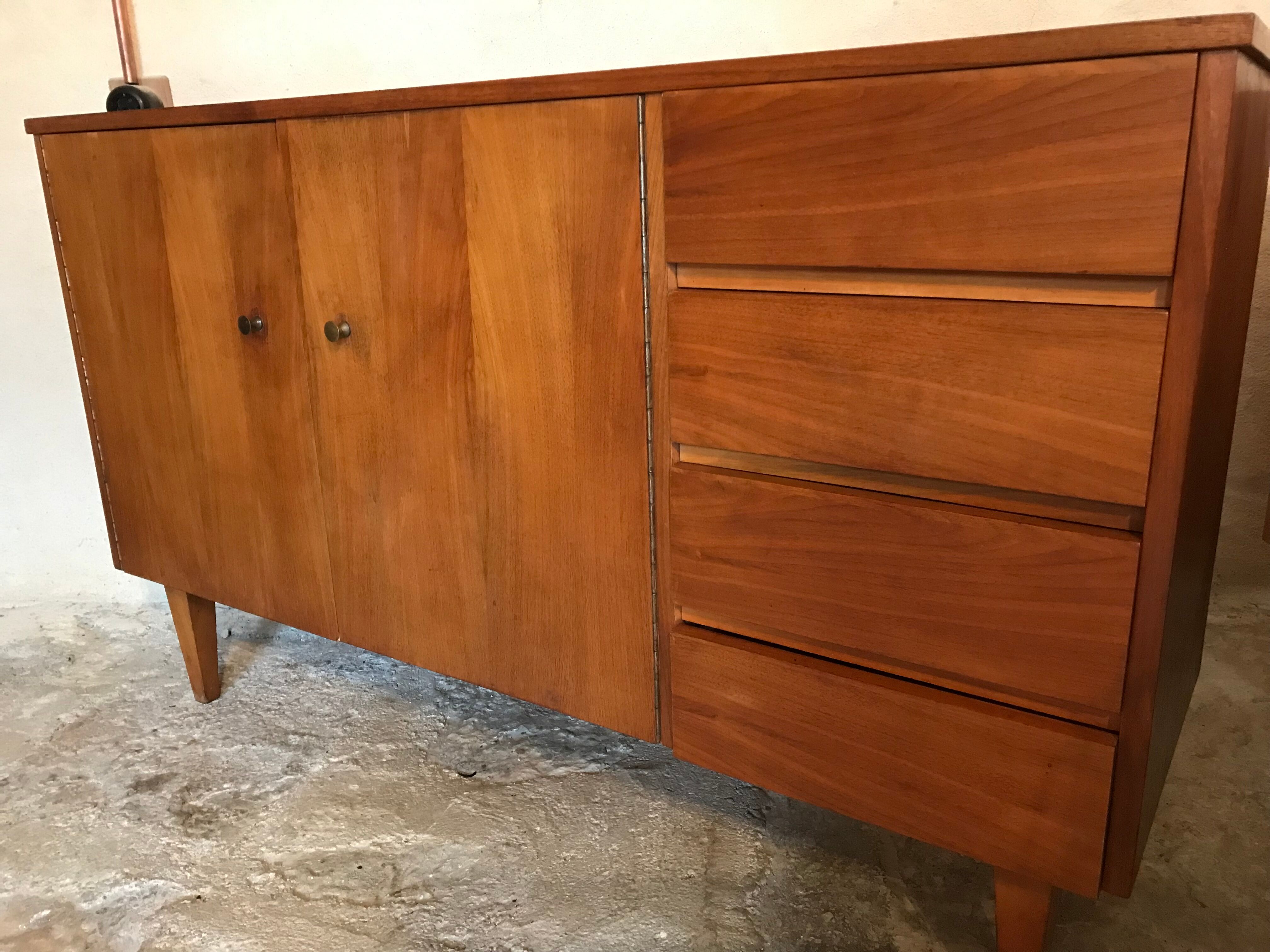 Vintage style scandi enfilade in blond walnut veneer